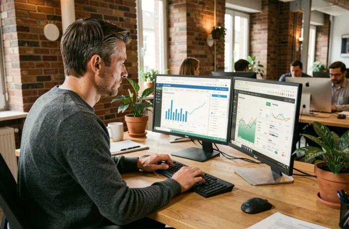 Expert SEO travaillant sur une stratégie de référencement naturel dans une agence digitale à Rennes